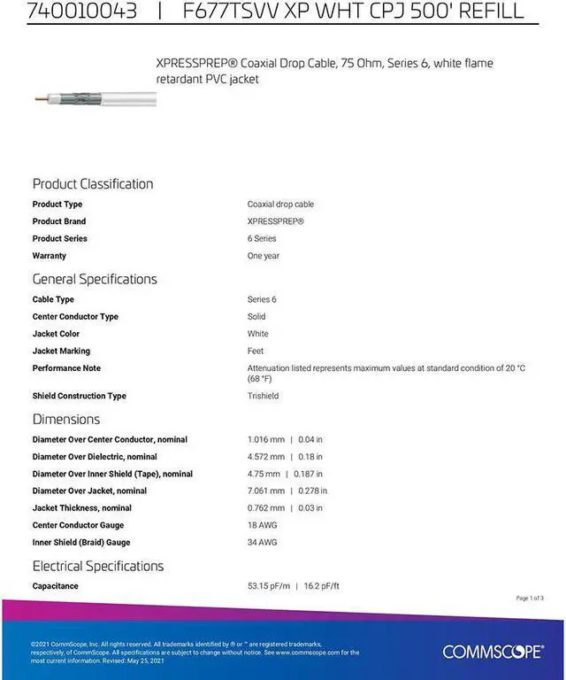 Alt view image 4 of 7 - 500' Reel Spool Commscope F677TSVV White RG6 Single Cable Coax Coaxial Satellite