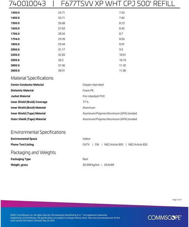 Alt view image 6 of 7 - 500' Reel Spool Commscope F677TSVV White RG6 Single Cable Coax Coaxial Satellite
