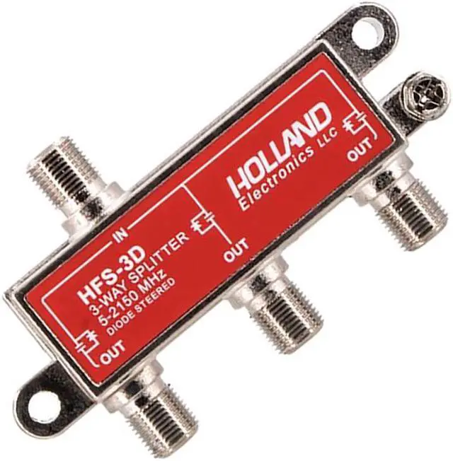 Alt view image 2 of 5 - Holland HFS-3D 3-Way Coax Splitter Dish Network Approved Hopper & Joey - New