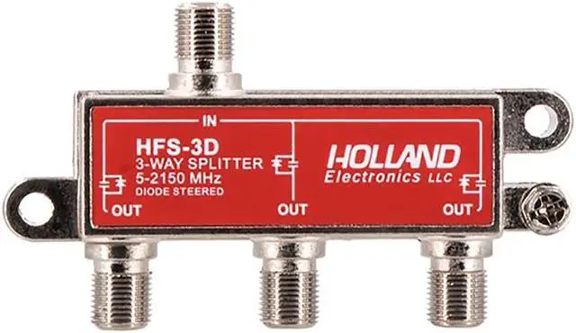 Main image of Holland HFS-3D 3-Way Coax Splitter Dish Network Approved Hopper & Joey - New