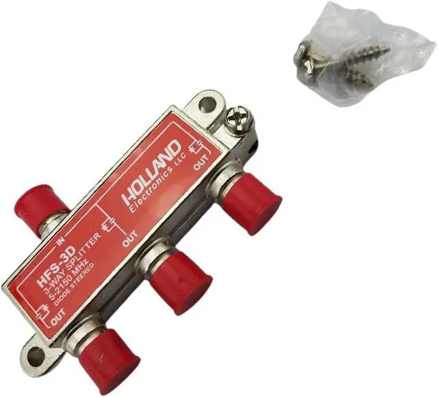 Alt view image 3 of 5 - Holland HFS-3D 3-Way Coax Splitter Dish Network Approved Hopper & Joey - New