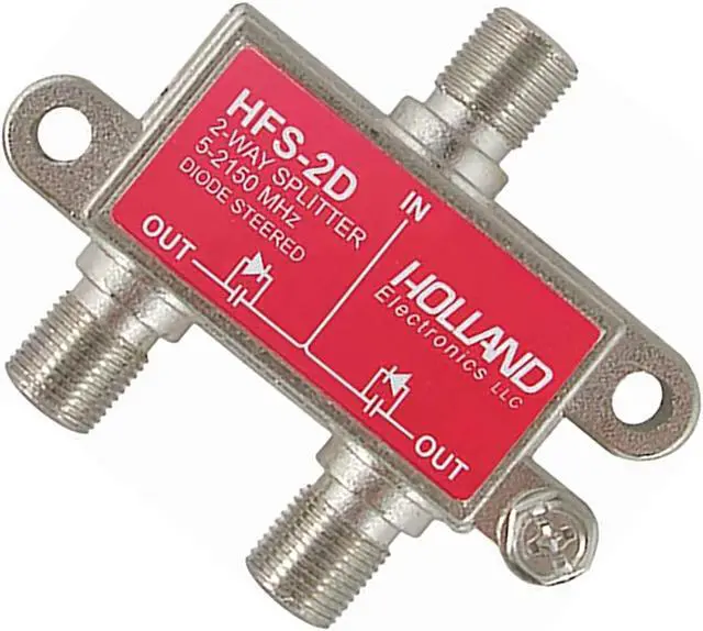 Alt view image 2 of 5 - Holland HFS-2D 2-Way Coax Splitter Dish Network Approved Hopper & Joey - New
