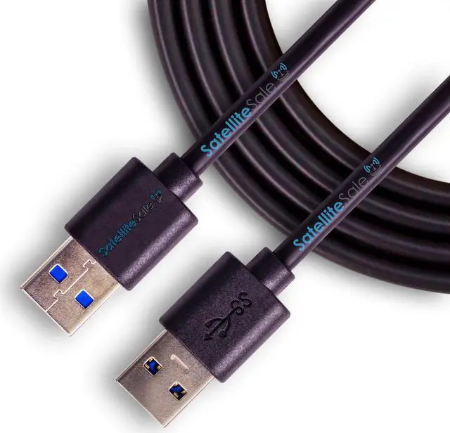Main image of SatelliteSale Digital USB 3.0 Data Cable Male to Male Type A SuperSpeed 5Gbps Universal Wire PVC Black Cord 6 feet