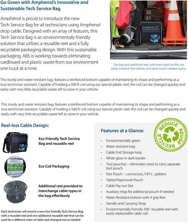 Alt view image 4 of 5 - SatelliteSale Kit of Amphenols Innovative and Sustainable Tech Service Bag 500 feet of Black Drop Cable