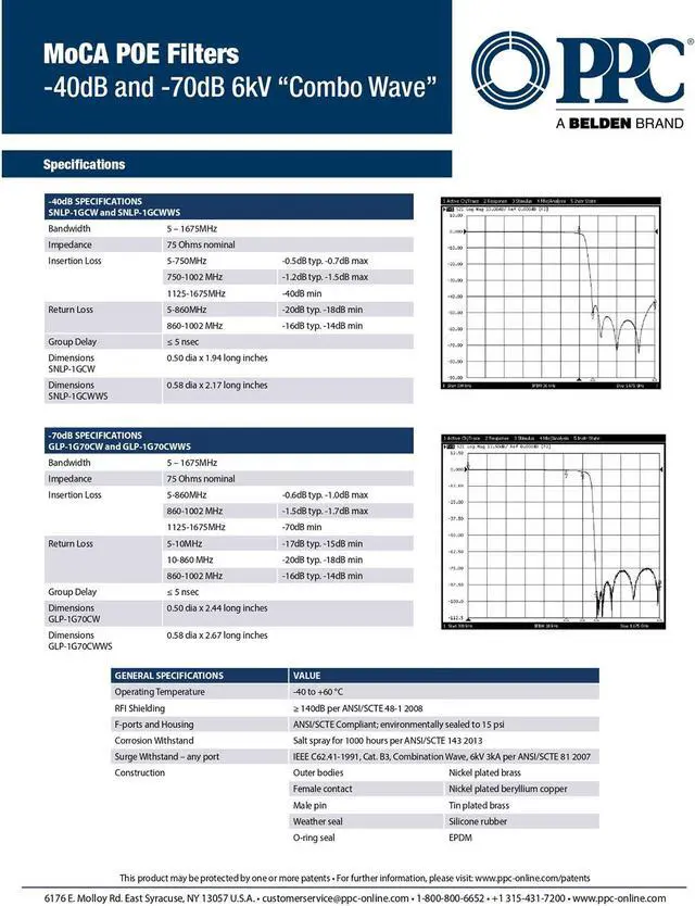Alt view image 5 of 5 - PPC GLP-1G70CWWS MoCA POE Filter for Cable TV & OTA