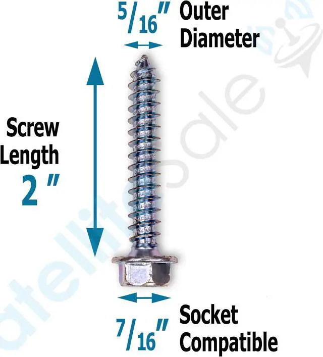 Alt view image 2 of 5 - SatelliteSale General Purpose 5/16" Outer Diameter X 2" Long 7/16" Hex Head Lag Bolt Zinc Plated Screws