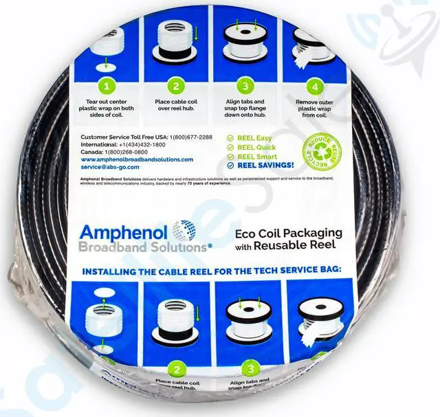 Main image of SatelliteSale Kit of Amphenols Innovative and Sustainable Tech Service Bag 500 feet of Black Drop Cable