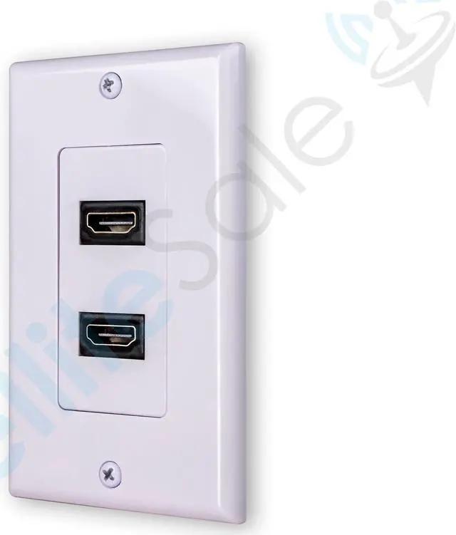 Main image of SatelliteSale Universal HDMI 1.4 Dual Wall Plate Female to Female 10.2Gbps 4K/30Hz White With Screws And Wall Bracket Included