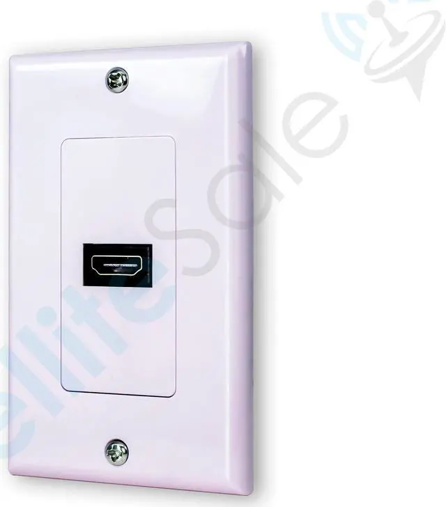 Main image of SatelliteSale Universal HDMI 1.4 Single Wall Plate Female to Female 10.2Gbps 4K/30Hz White With Screws and Wall Bracket Included