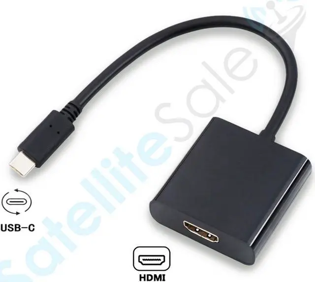 Alt view image 3 of 5 - SatelliteSale USB Type C Male to Female HDMI Adapter 4K/30Hz 2160p Universal Wire Black Cord