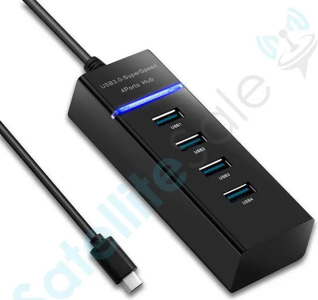 Alt view image 2 of 6 - SatelliteSale USB Type C to 4x USB 3.0 Type A Female Ports SuperSpeed 5Gbps Adapter