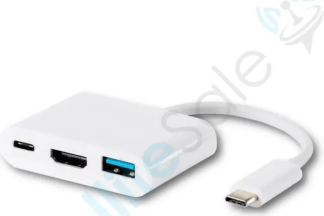 Alt view image 3 of 5 - SatelliteSale USB Type C to Female USB 3.0/HDMI/USB-C Multiport Converter 5Gbps 4K/30Hz PVC Black