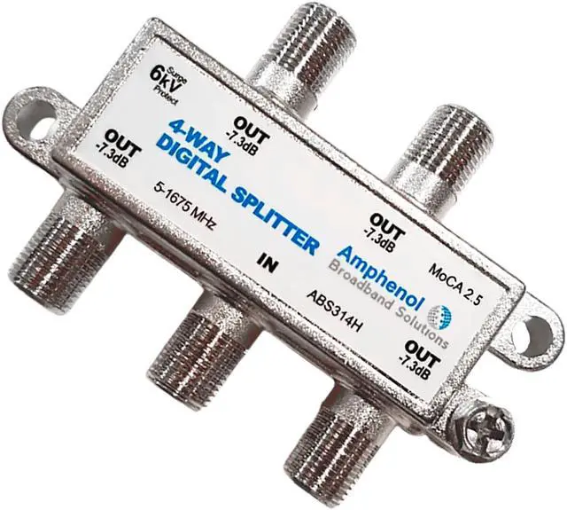 Alt view image 2 of 5 - Amphenol 4-Way Digital Coaxial Splitter MoCA 2.5 ABS314H