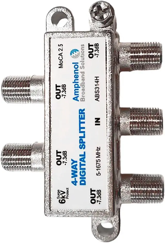 Alt view image 4 of 5 - Amphenol 4-Way Digital Coaxial Splitter MoCA 2.5 ABS314H
