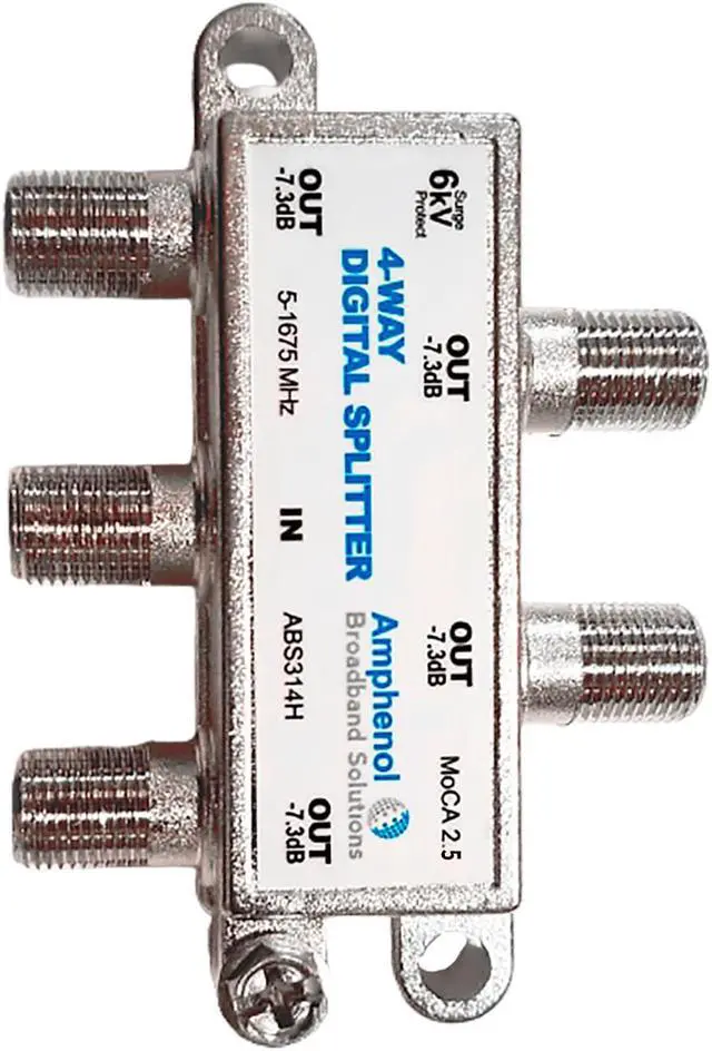 Alt view image 5 of 5 - Amphenol 4-Way Digital Coaxial Splitter MoCA 2.5 ABS314H