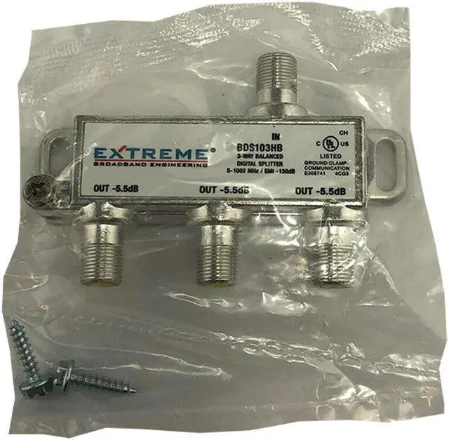 Alt view image 3 of 5 - Extreme 3-Way Balanced HD Digital High Performance Coax Cable Splitter BDS103HB