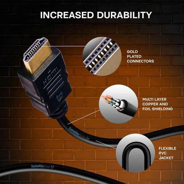 Alt view image 7 of 8 - SatelliteSale Digital High-Speed 2.0 HDMI Cable 4K/60Hz 18Gbps PVC 2160p Black Cord Universal Wire 30 feet