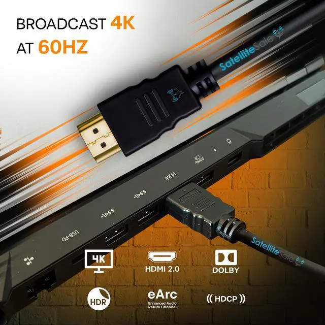 Alt view image 3 of 8 - SatelliteSale Digital High-Speed 2.0 HDMI Cable 4K/60Hz 18Gbps PVC 2160p Black Cord Universal Wire 30 feet