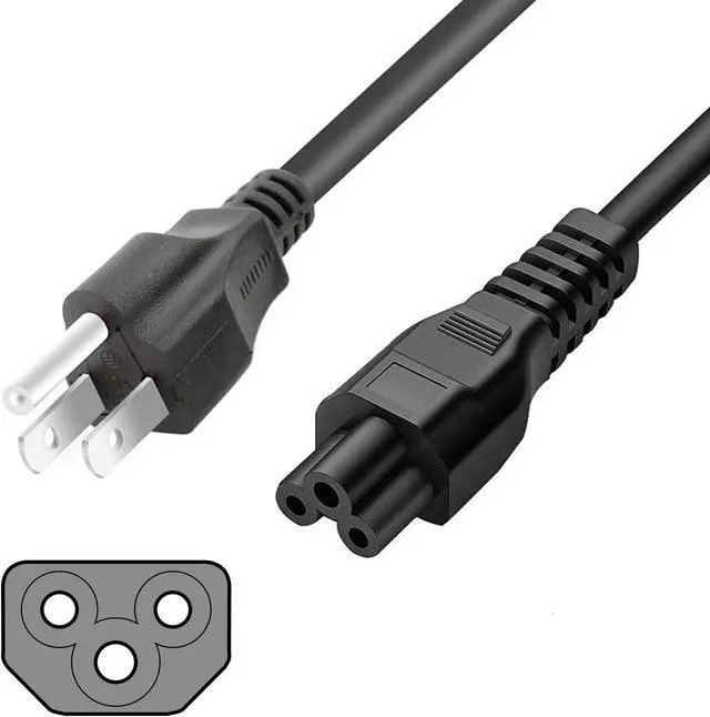 Main image of SatelliteSale Universal Heavy Duty Computer Power Cable Male NEMA 5-15P to Female IEC C5 Universal Wire Black PVC Cord 6 feet