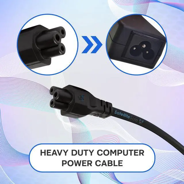 Alt view image 5 of 6 - SatelliteSale Universal Heavy Duty Computer Power Cable Male NEMA 5-15P to Female IEC C5 Universal Wire Black PVC Cord 6 feet