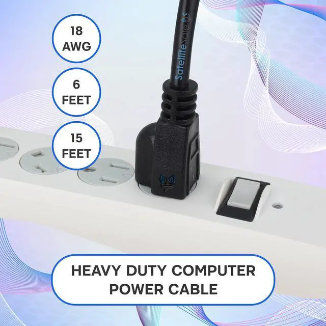 Alt view image 6 of 6 - SatelliteSale Universal Heavy Duty Computer Power Cable Male NEMA 5-15P to Female IEC C5 Universal Wire Black PVC Cord 6 feet