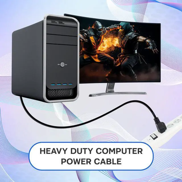 Alt view image 4 of 6 - SatelliteSale Universal Heavy Duty Computer Power Cable Male NEMA 5-15P to Female IEC C13/C14 Universal Wire Black PVC Cord 15 feet
