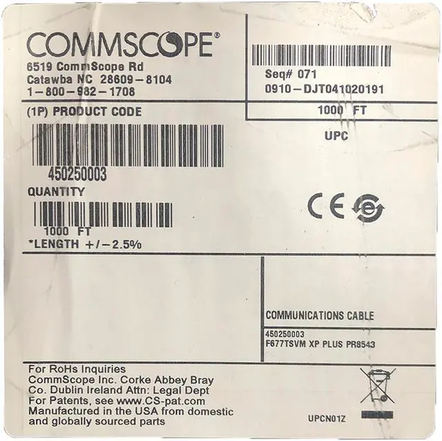 Alt view image 4 of 12 - 1000' FT Reel Commscope F677TSVM XP Plus Black Coaxial Communications Cable