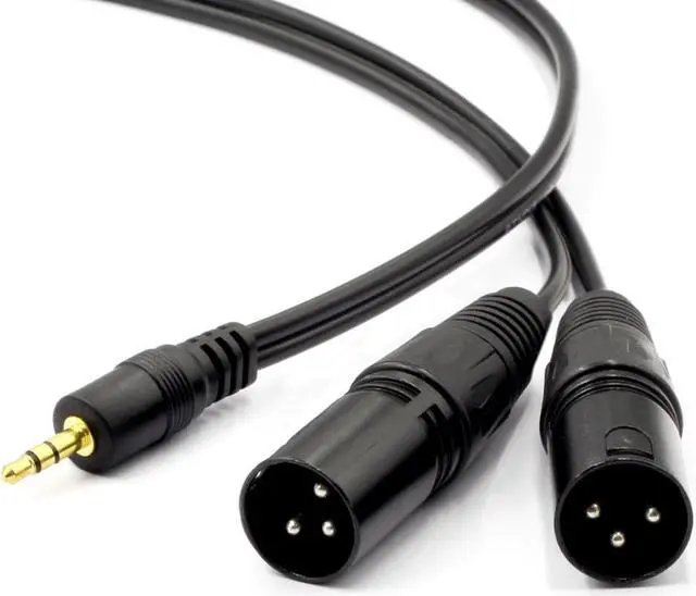 Alt view image 3 of 6 - GREATLINK 3.5mm TRS Stereo Male to Dual XLR Male Splitter Patch Cable Unbalanced Mini Jack 1/8 to Double XLR Breakout Cable 5FT (1pcs)