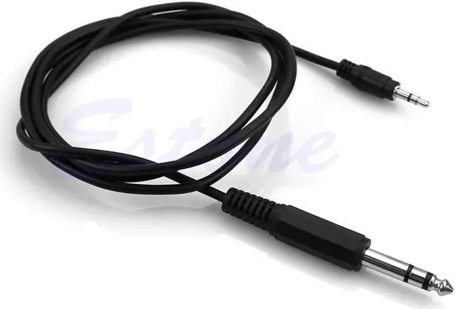 Alt view image 3 of 4 - 5Ft 1.5m 1/4" 6.35mm TRS Stereo Male To 1/8" 3.5mm Male Plug Mic Aux Cable Cord (1pcs)