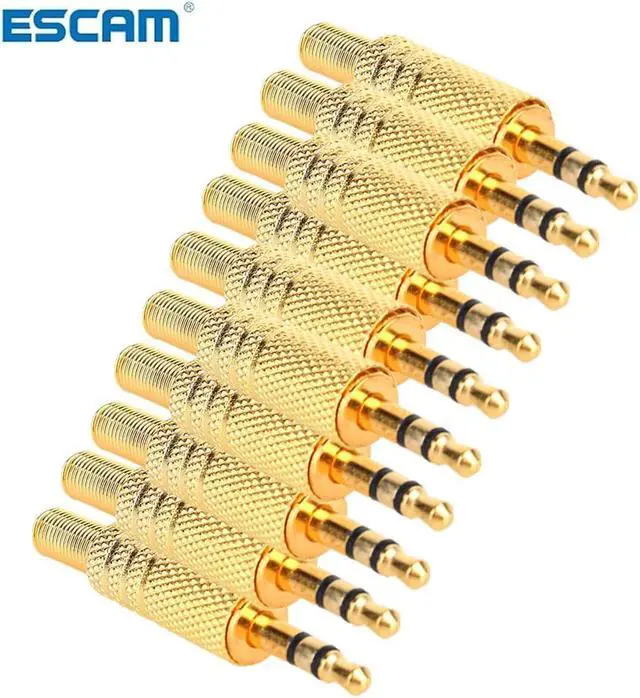 Main image of ESCAM 10Pcs/lot 3.5mm 1/8" Stereo Male Audio TRS Gold Plated Jack Plug Adapter Connector (1pcs)