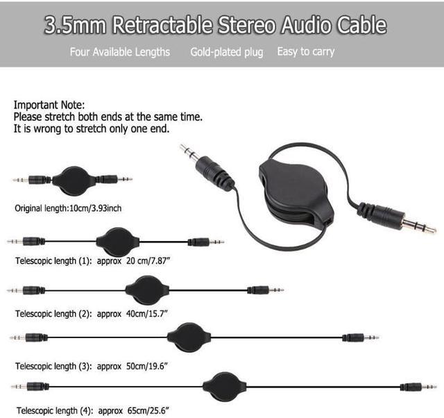 Alt view image 2 of 6 - 3.5mm TRS Flexible Stereo AUX Cable Retractable Extended Audio Cable Wire (1pcs)