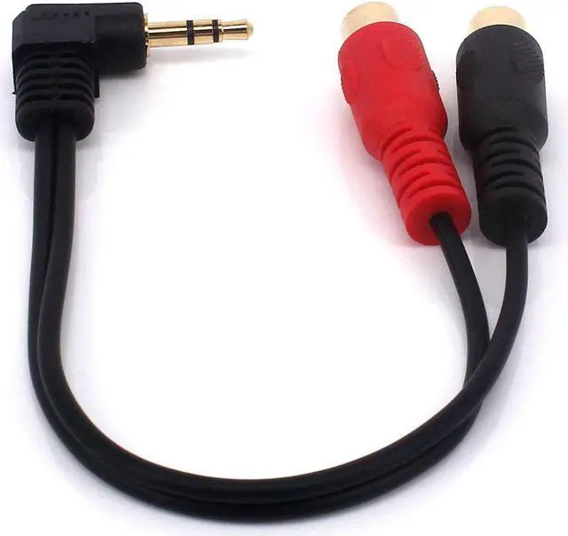 Alt view image 2 of 6 - 0.6FT 20cm 90 degree Right angled 3.5mm (Mini) 1/8 inch TRS Stereo Male to Dual Female RCA Jack Adapter Cable (1pcs)