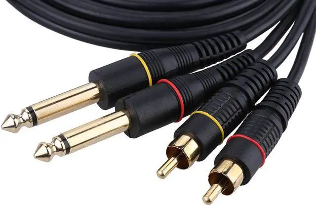 Alt view image 3 of 6 - High quality 5ft Dual RCA Male Jack to Dual 6.35mm 1/4" TRS Male Plug Stereo Audio Cable Cord Wire for Mixer AV Amplifier (1pcs)