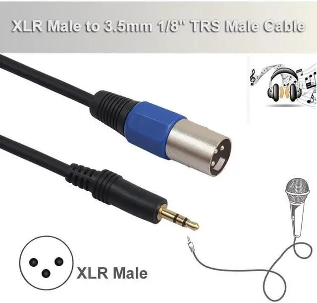 Alt view image 2 of 6 - 9.84ft 3pin XLR Male to 3.5mm 1/8inch TRS Male Cable Contacts Audio Adapter Cable Microphones Audio Connector Equipment (1pcs)