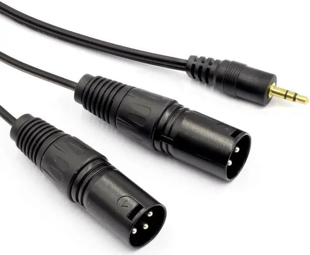 Main image of GREATLINK 3.5mm TRS Stereo Male to Dual XLR Male Splitter Patch Cable Unbalanced Mini Jack 1/8 to Double XLR Breakout Cable 5FT (1pcs)