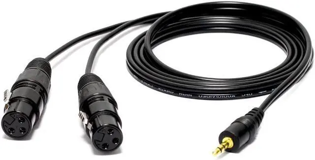 Alt view image 2 of 5 - Dual Female XLR to 3.5mm TRS Y Adapter Cable Unbalanced XLR to 1/8 Inch Mini Jack Y Splitter Lead Microphone Cable  4.92ft