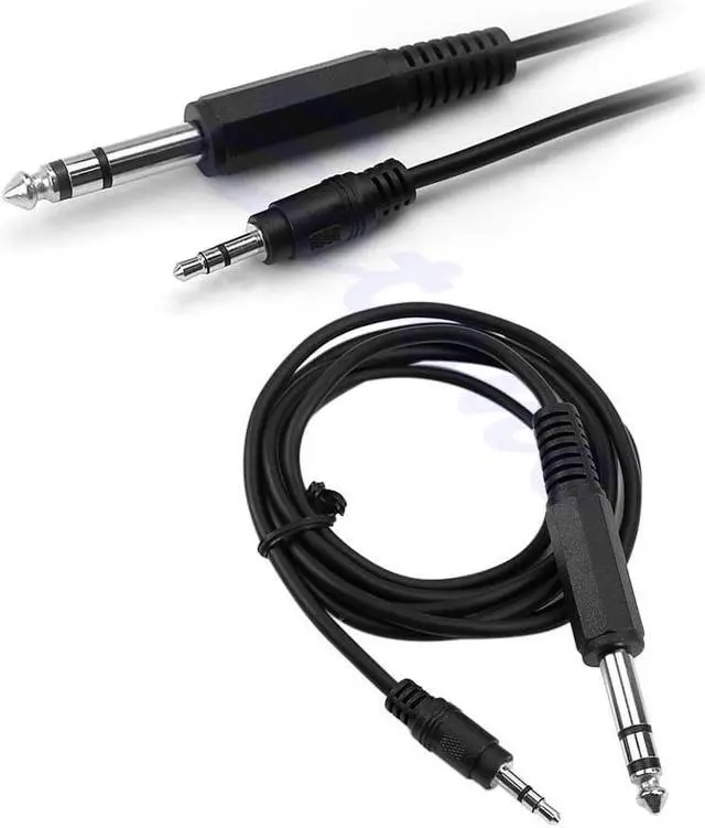 Main image of 5Ft 1.5m 1/4" 6.35mm TRS Stereo Male To 1/8" 3.5mm Male Plug Mic Aux Cable Cord (1pcs)