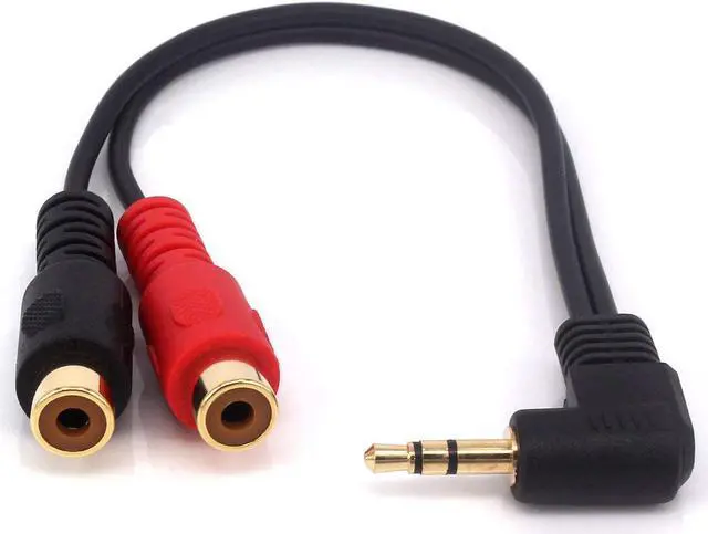 Alt view image 3 of 6 - 0.6FT 20cm 90 degree Right angled 3.5mm (Mini) 1/8 inch TRS Stereo Male to Dual Female RCA Jack Adapter Cable (1pcs)