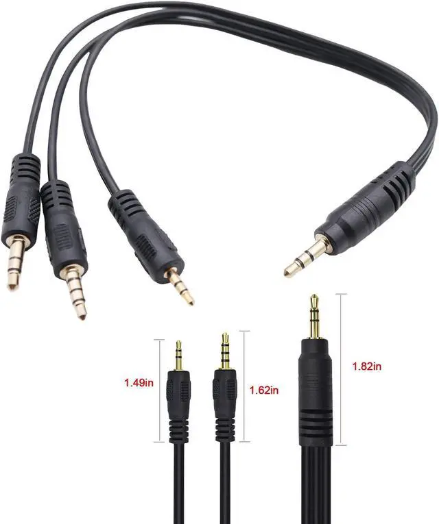 Alt view image 3 of 6 - 3.5mm 1/8" TRS Male to 3.5mm 3pole & TRRS 4pole Male & 2.5mm TRS 3 pole Male 3 Way Stereo Audio AUX Headphone Splitter Y Cable (1pcs)