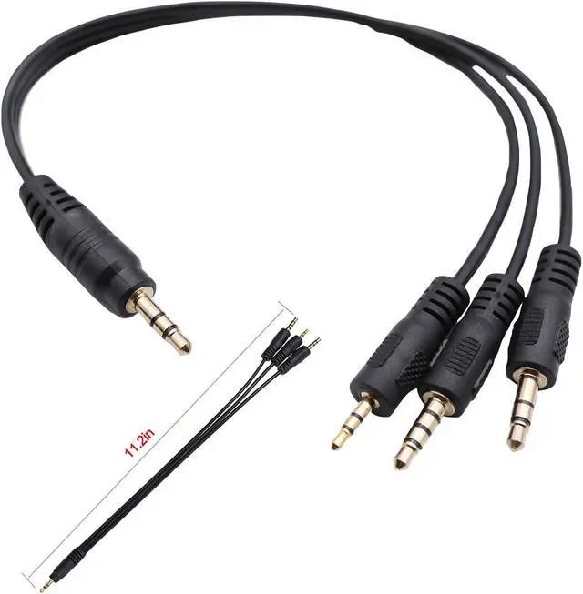 Main image of 3.5mm 1/8" TRS Male to 3.5mm 3pole & TRRS 4pole Male & 2.5mm TRS 3 pole Male 3 Way Stereo Audio AUX Headphone Splitter Y Cable (1pcs)