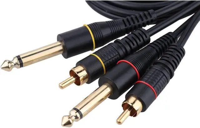 Alt view image 6 of 6 - High quality 5ft Dual RCA Male Jack to Dual 6.35mm 1/4" TRS Male Plug Stereo Audio Cable Cord Wire for Mixer AV Amplifier (1pcs)