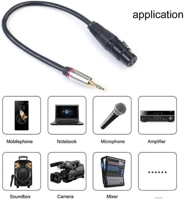 Alt view image 4 of 6 - 0.3m 3.5mm Stereo TRS Male to XLR 3Pin Female Audio Cable Microphone Extension Cable Wire Cord (1pcs)