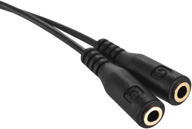 Alt view image 2 of 6 - Mic Converter Cord Two 3 Pole TRS Female to One 4 Pole TRRS Male Plug 3.5mm Microphone Adapter Cable Audio Stereo for Smartphone (1pcs)