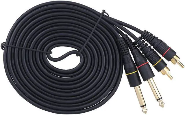 Main image of High quality 5ft Dual RCA Male Jack to Dual 6.35mm 1/4" TRS Male Plug Stereo Audio Cable Cord Wire for Mixer AV Amplifier (1pcs)