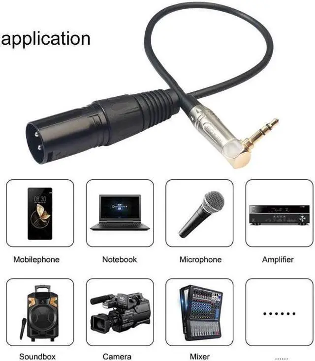 Alt view image 5 of 6 - 0.3M Audio Cables 90 Degree 3.5Mm Stereo Trs Male To Xlr 3Pin Male Audio Cable Microphone Extension Cable Wire Cord (1pcs)