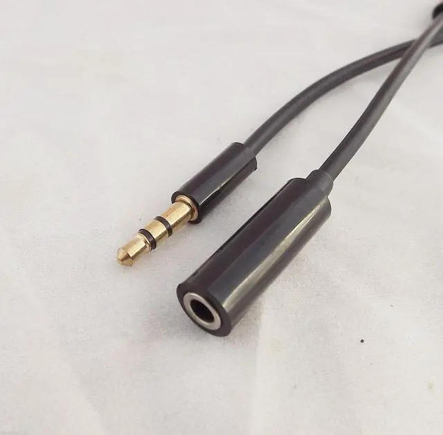Alt view image 4 of 6 - 1pc 3.5mm 1/8" TRS Stereo Male Plug To Female Jack M/F Adapter Short Audio Cable 14cm