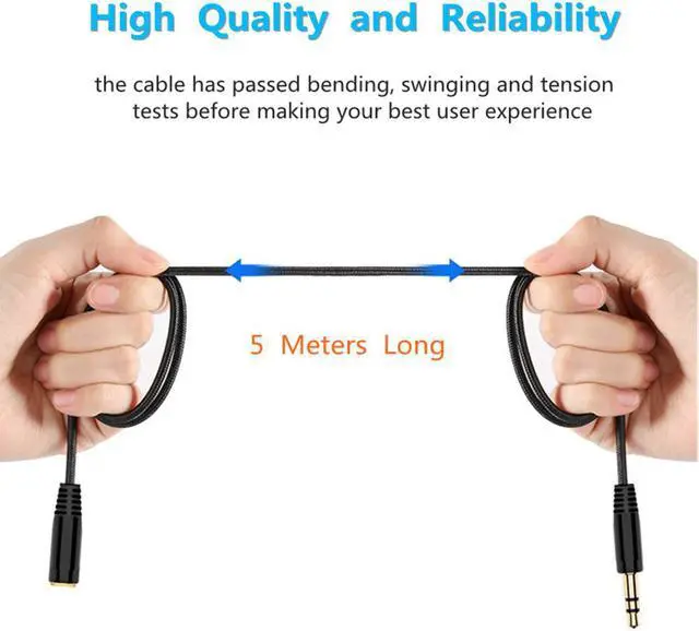 Alt view image 2 of 6 - 5m 16Ft Earphone Headphone Extension Cable 3.5mm Jack Male to Female AUX Cable M/F Audio Extender Adapter Wire Cord For PS4 TV (1 pcs)