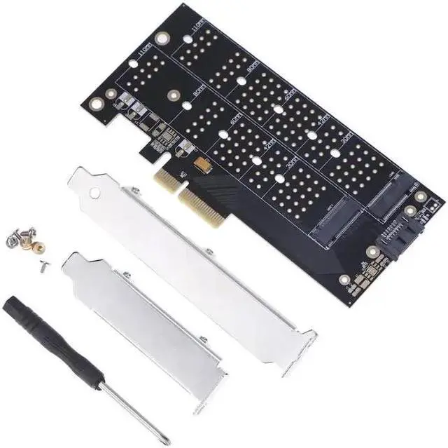 Main image of Amify PCI-E 4x to NVMe M.2 NGFF B Key + M.2 NGFF M Key SSD Slot Adapter Card for 2230/2242/2260/2280 NGFF SSD Cards High Speed