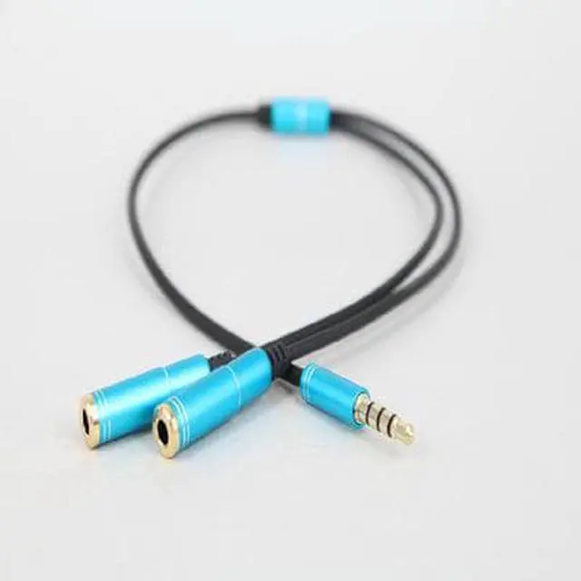 Alt view image 2 of 6 - 1Pcs 3.5mm Gold Plated Stereo Audio Male to 2 Female Headset Mic Y Splitter Cable Headphone Adapter for PC Laptop Computer Blue