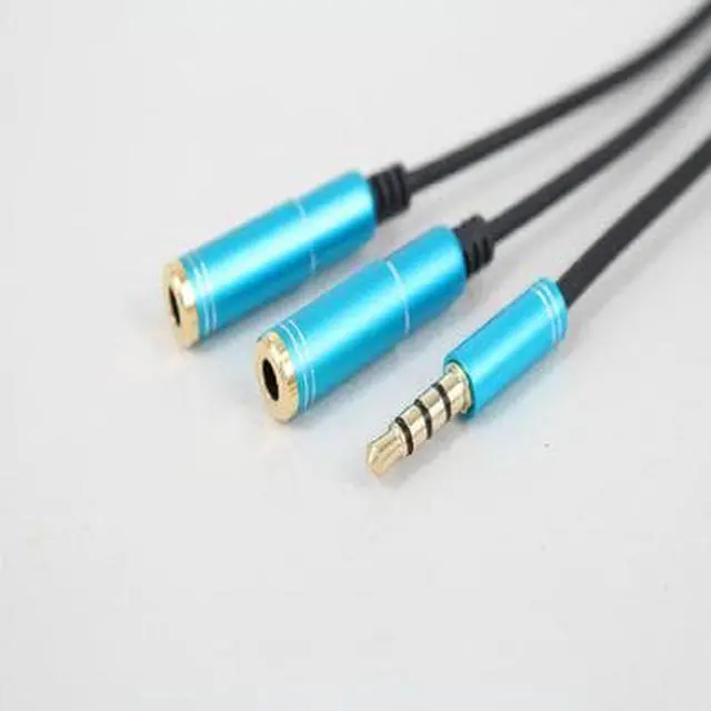 Alt view image 3 of 6 - 1Pcs 3.5mm Gold Plated Stereo Audio Male to 2 Female Headset Mic Y Splitter Cable Headphone Adapter for PC Laptop Computer Blue